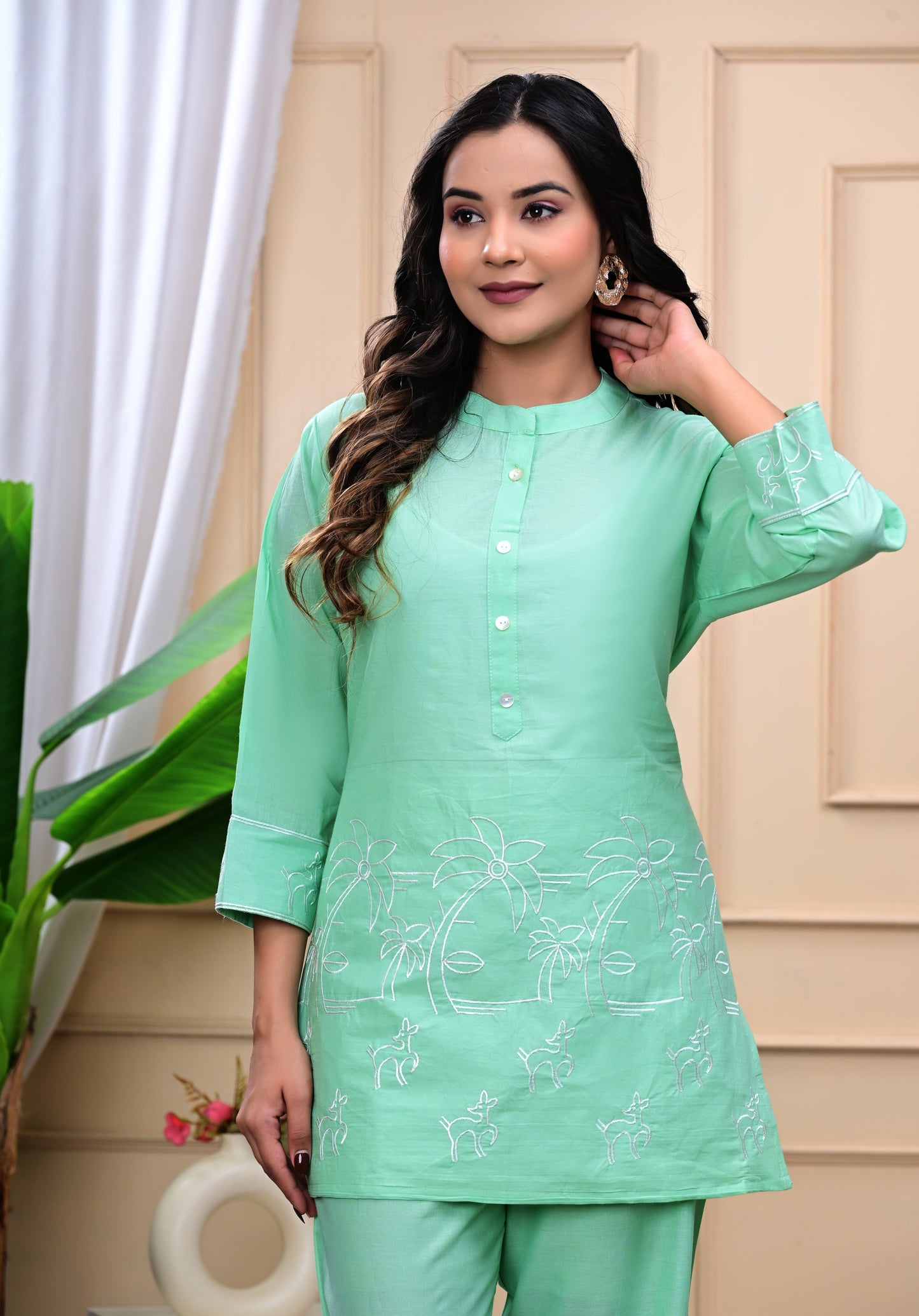 Magic Mint Embroidered Cotton Co-Ord Set