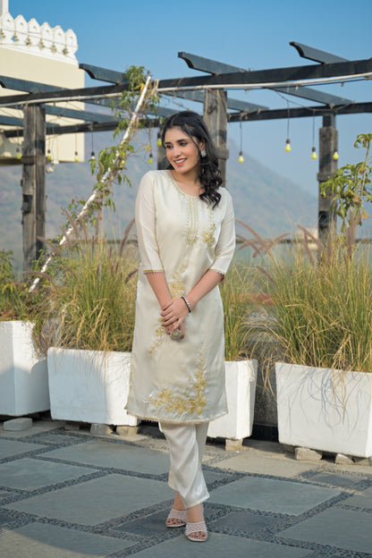 Moon Mist Embroidered Roman Shimmer Suit Set