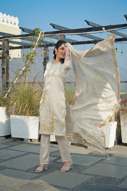 Moon Mist Embroidered Roman Shimmer Suit Set