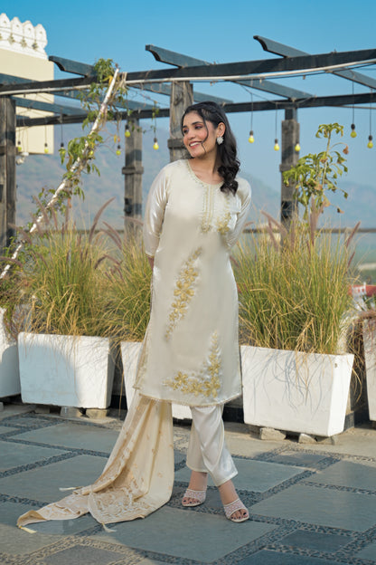 Moon Mist Embroidered Roman Shimmer Suit Set