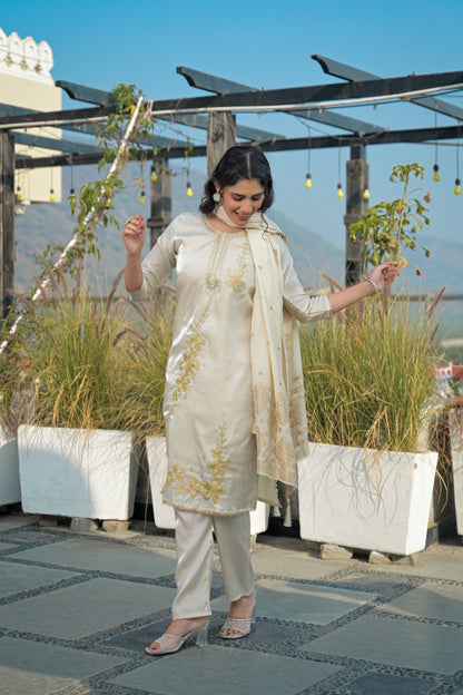 Moon Mist Embroidered Roman Shimmer Suit Set