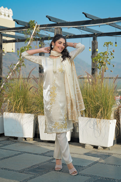 Moon Mist Embroidered Roman Shimmer Suit Set
