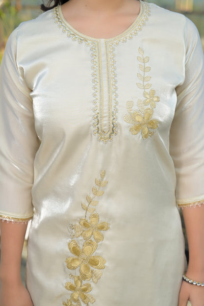 Moon Mist Embroidered Roman Shimmer Suit Set