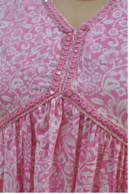 Procion Printed Light Pink Kurta and Pant Set
