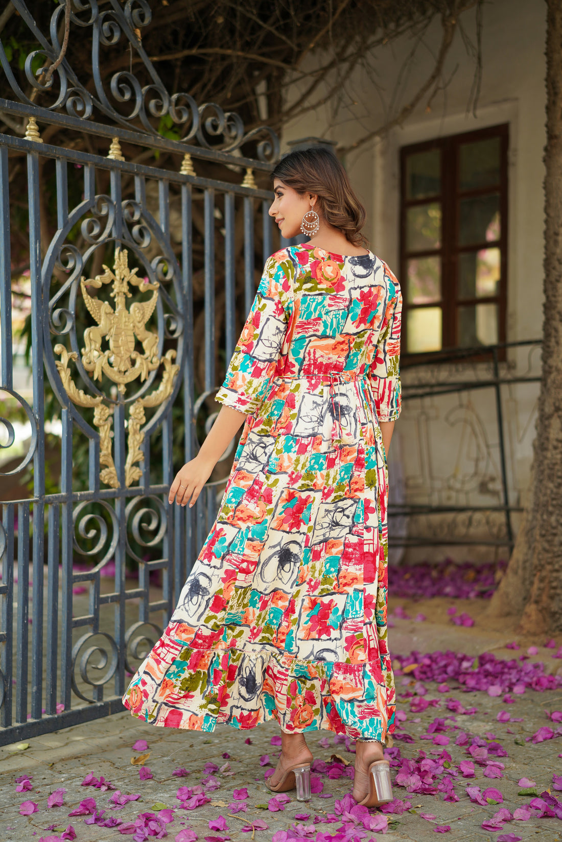 Multicolored Rayon Anarkali Gown