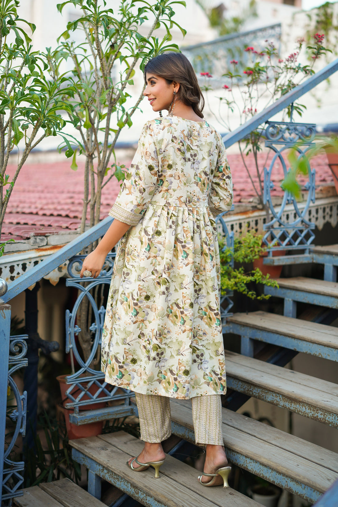 Printed Rayon Kurta and Pant Set with Dupatta