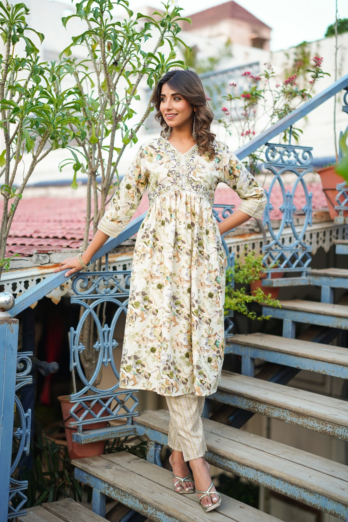 Printed Rayon Kurta and Pant Set with Dupatta