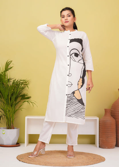 White Printed Cotton Co-Ord Set