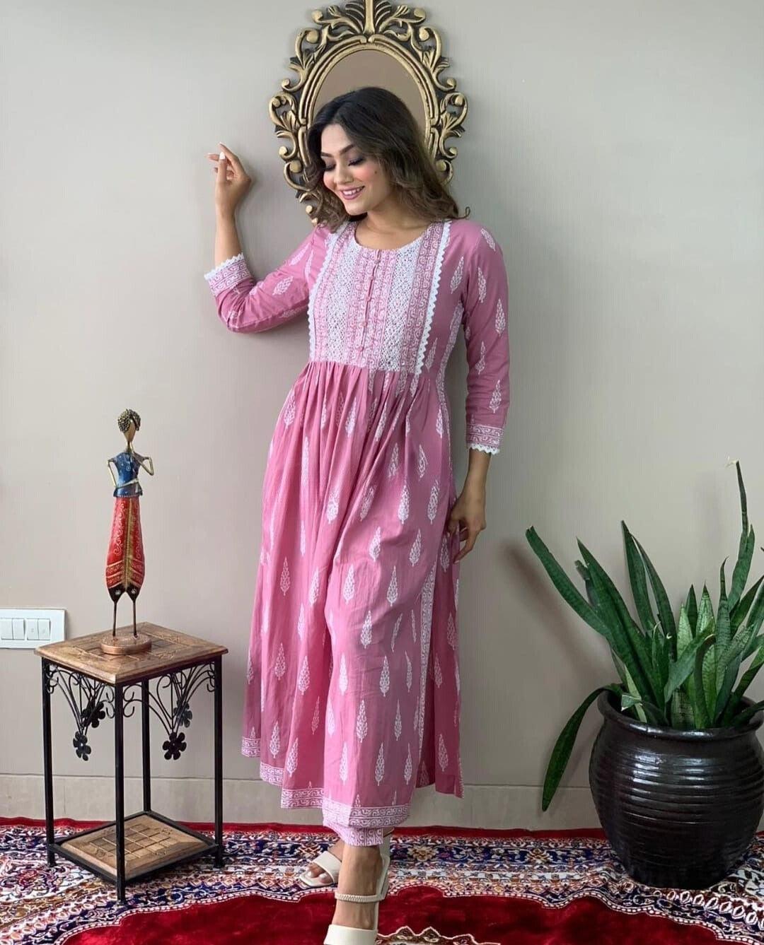 Ethnic Motifs Printed Nayra Cut Kurta and Pant Set