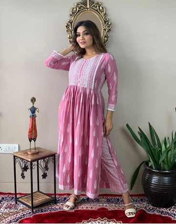 Ethnic Motifs Printed Nayra Cut Kurta and Pant Set