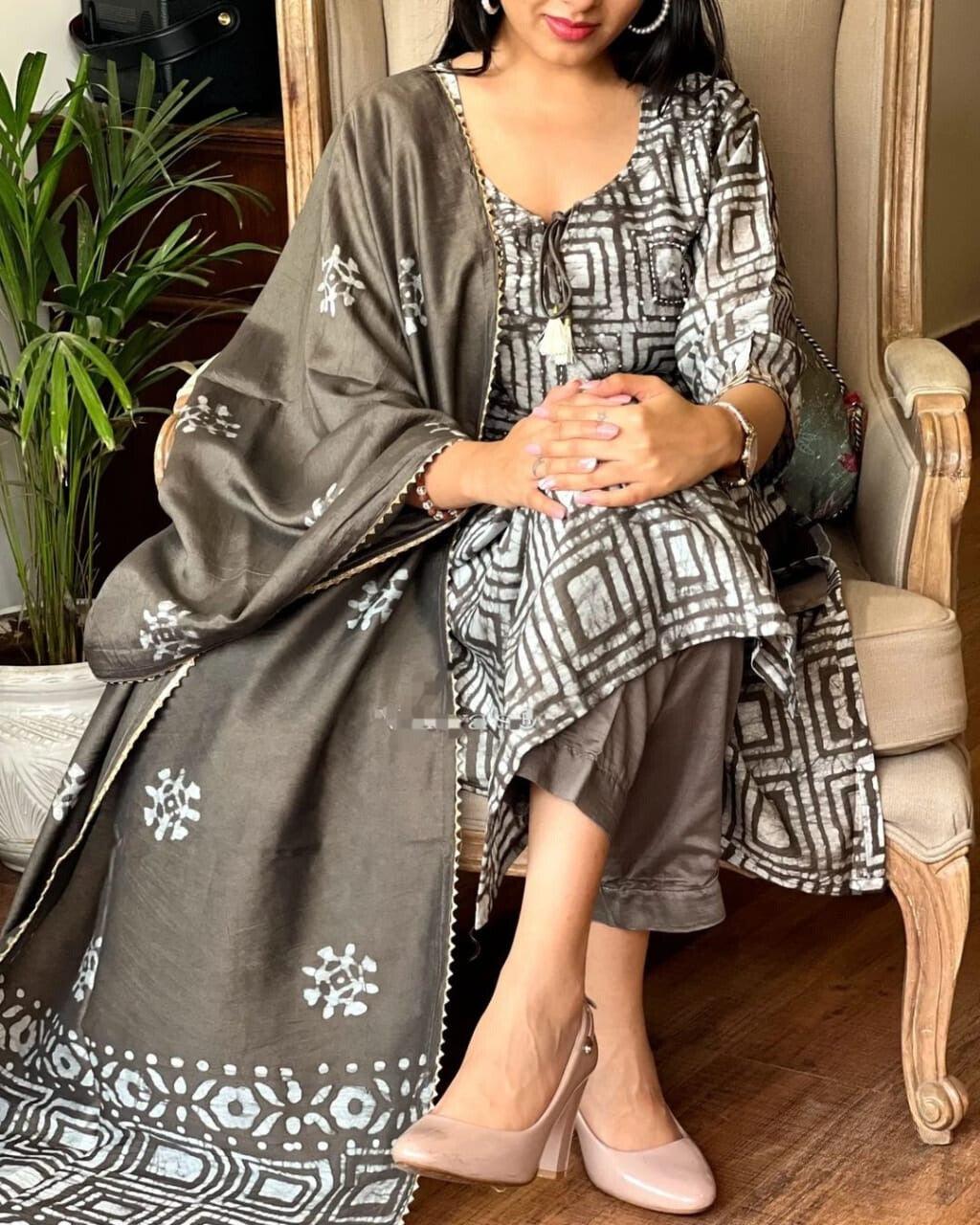 Sequence Hand Work Cotton Suit Set with Dupatta