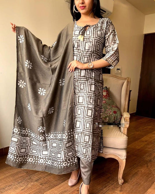 Sequence Hand Work Cotton Suit Set with Dupatta