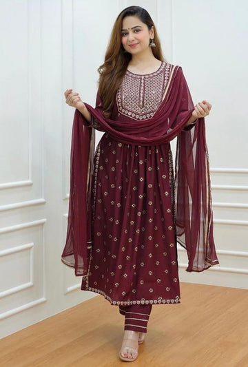 Squence Embroidered Kurta and Pant Set with Dupatta