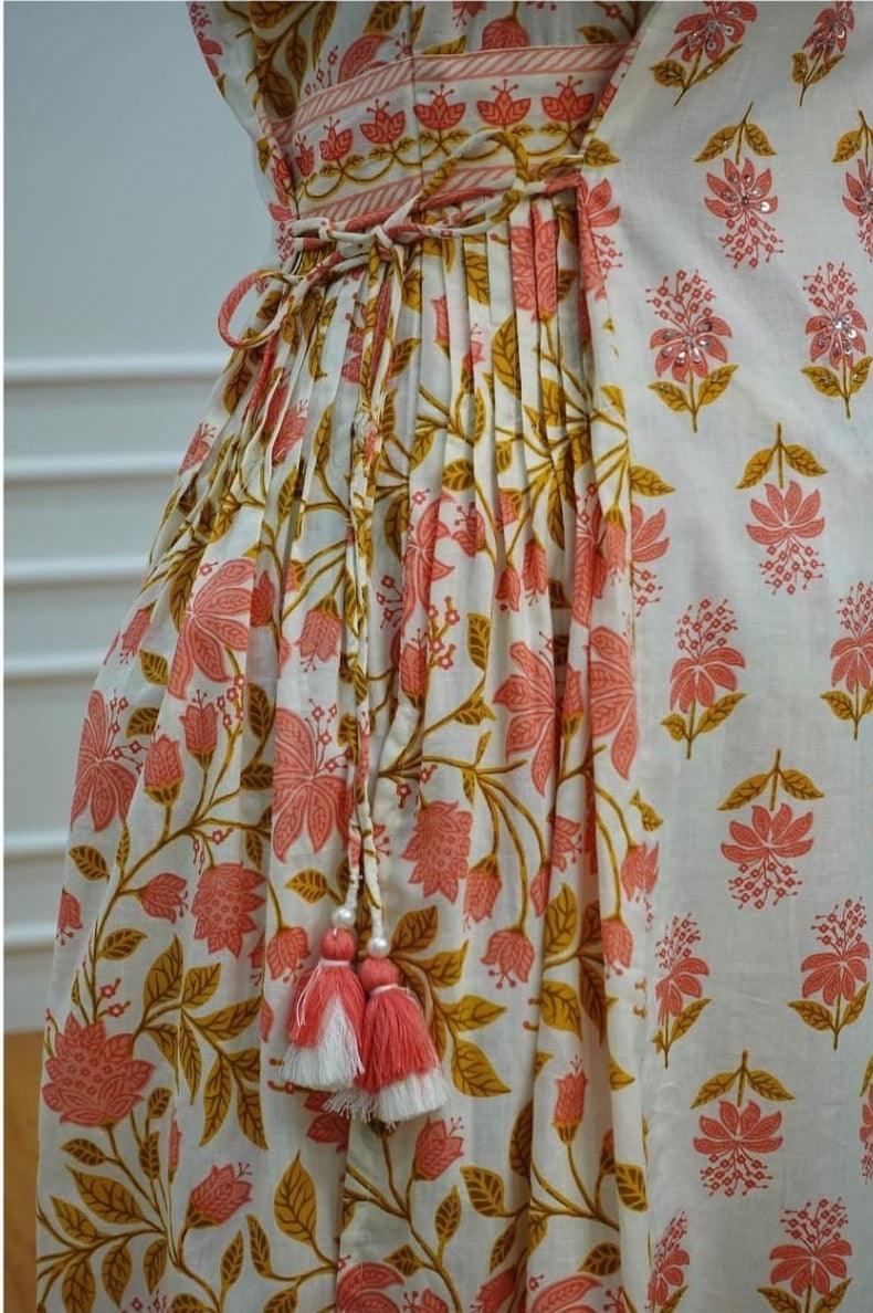 Floral Printed Cotton Kurta Pant Set with Dupatta