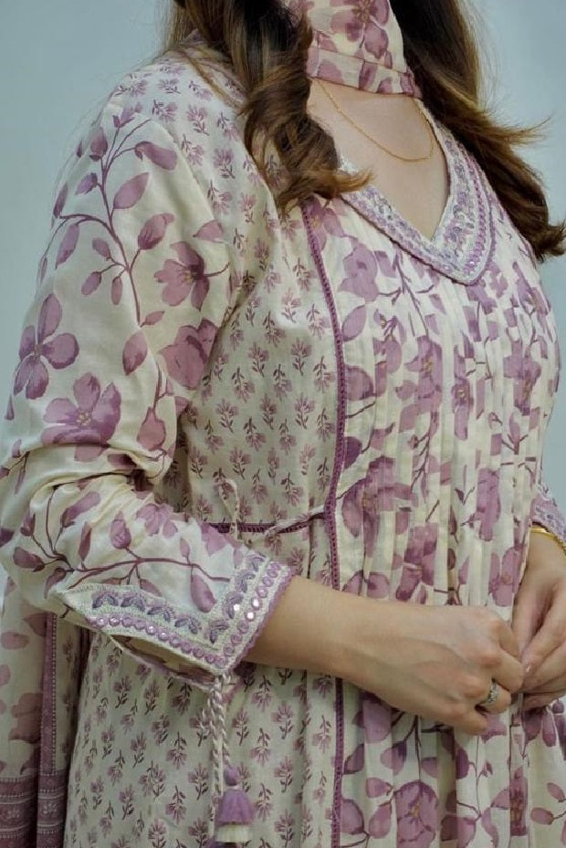 Floral Printed Embroidered Kurta and Pant Set with Dupatta