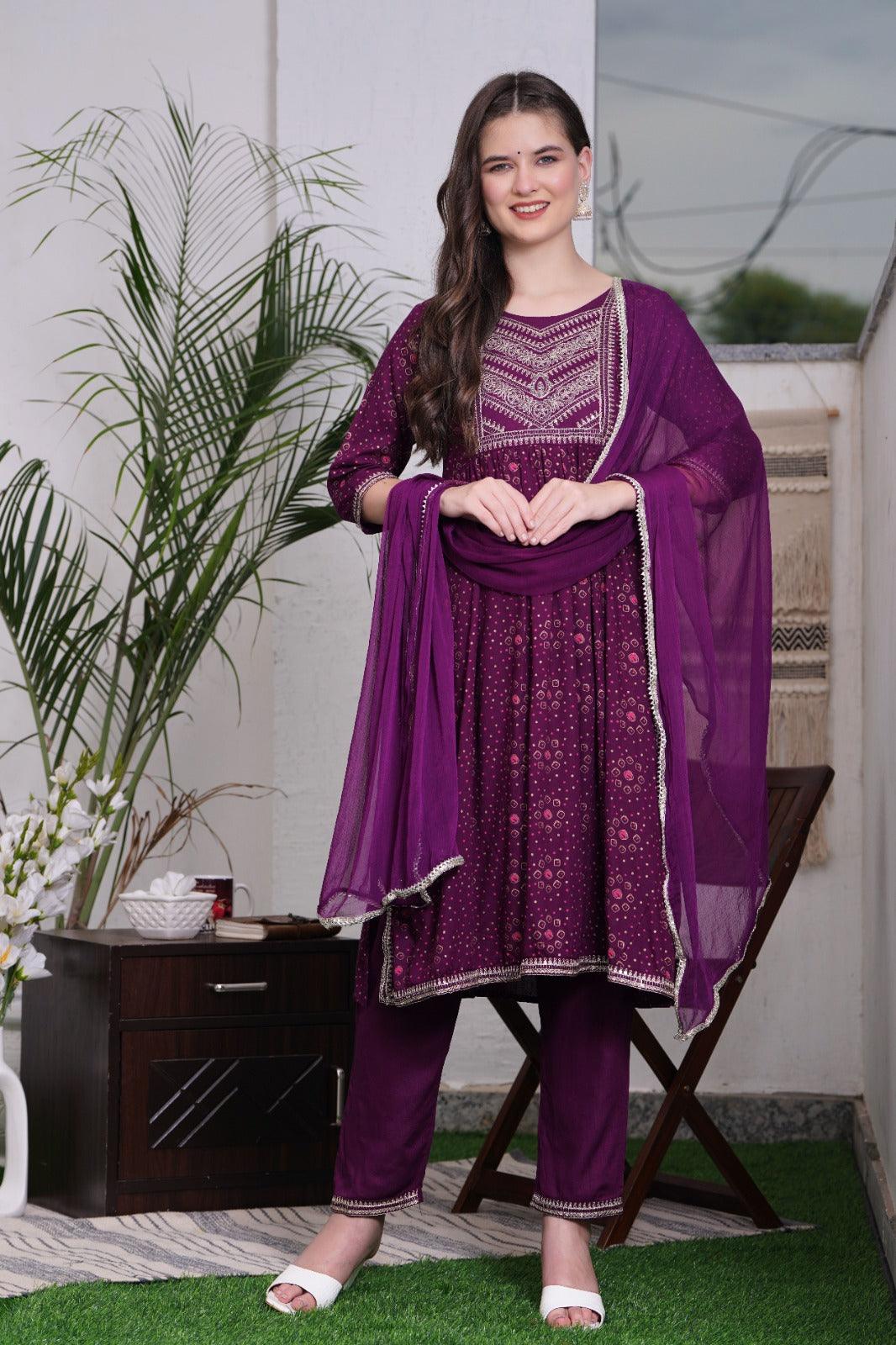 Embroidered Kurta and Pant Set with Dupatta