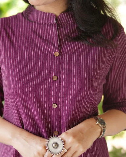 Wine Katha Cotton Kurta and Palazzo Set