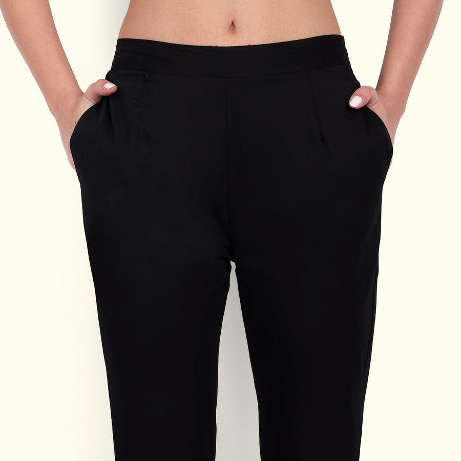 Black Stretchable Cotton Pant