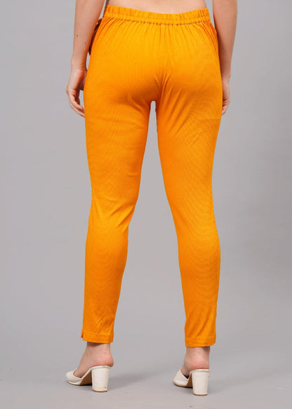 Orange Stretchable Cotton Pant