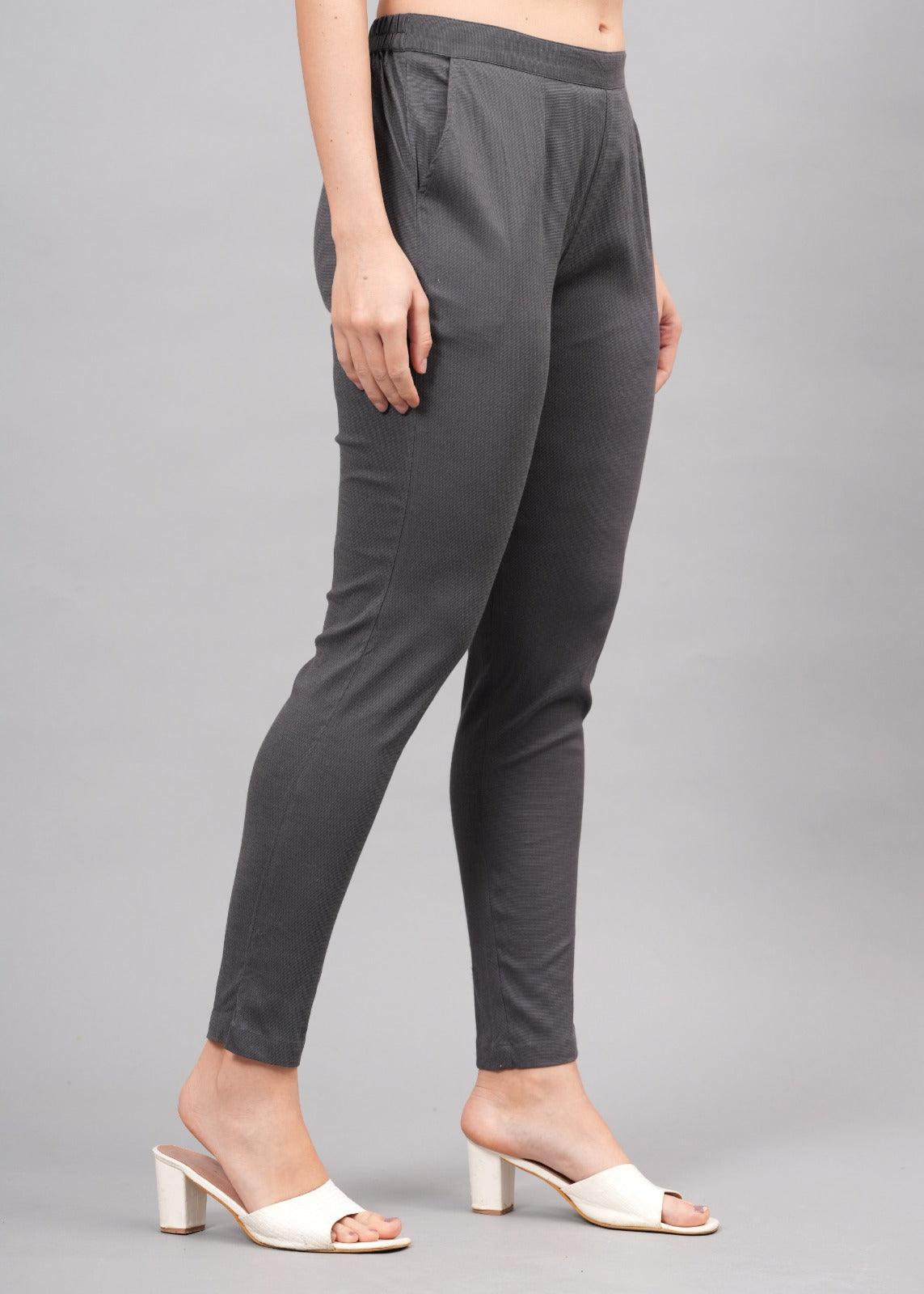 Dark Grey Stretchable Cotton Pant