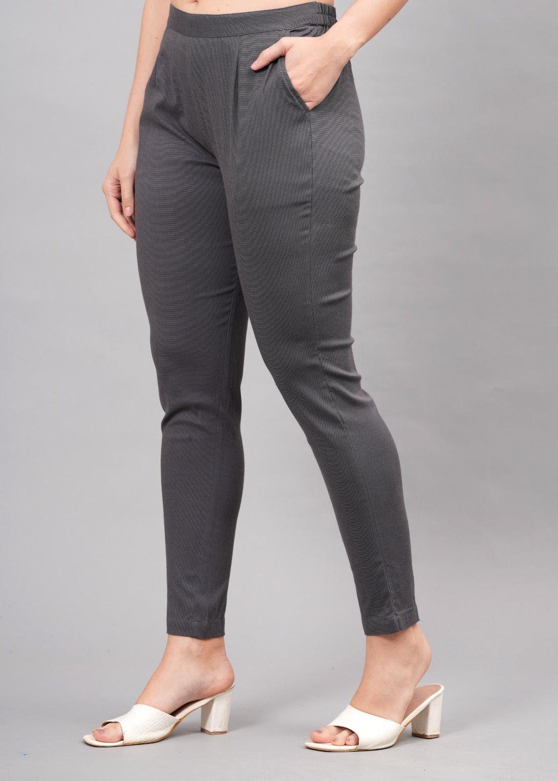 Dark Grey Stretchable Cotton Pant