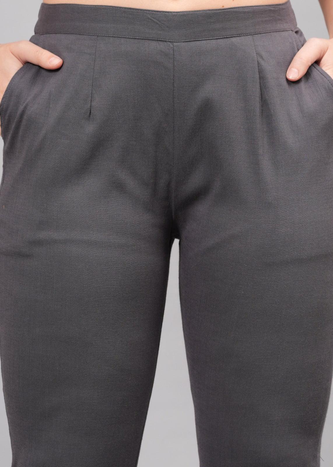 Dark Grey Stretchable Cotton Pant