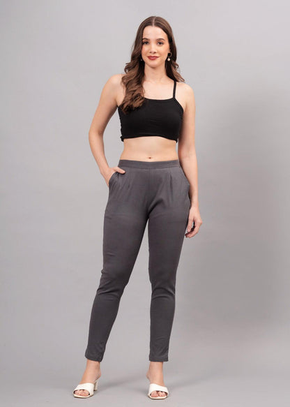 Dark Grey Stretchable Cotton Pant