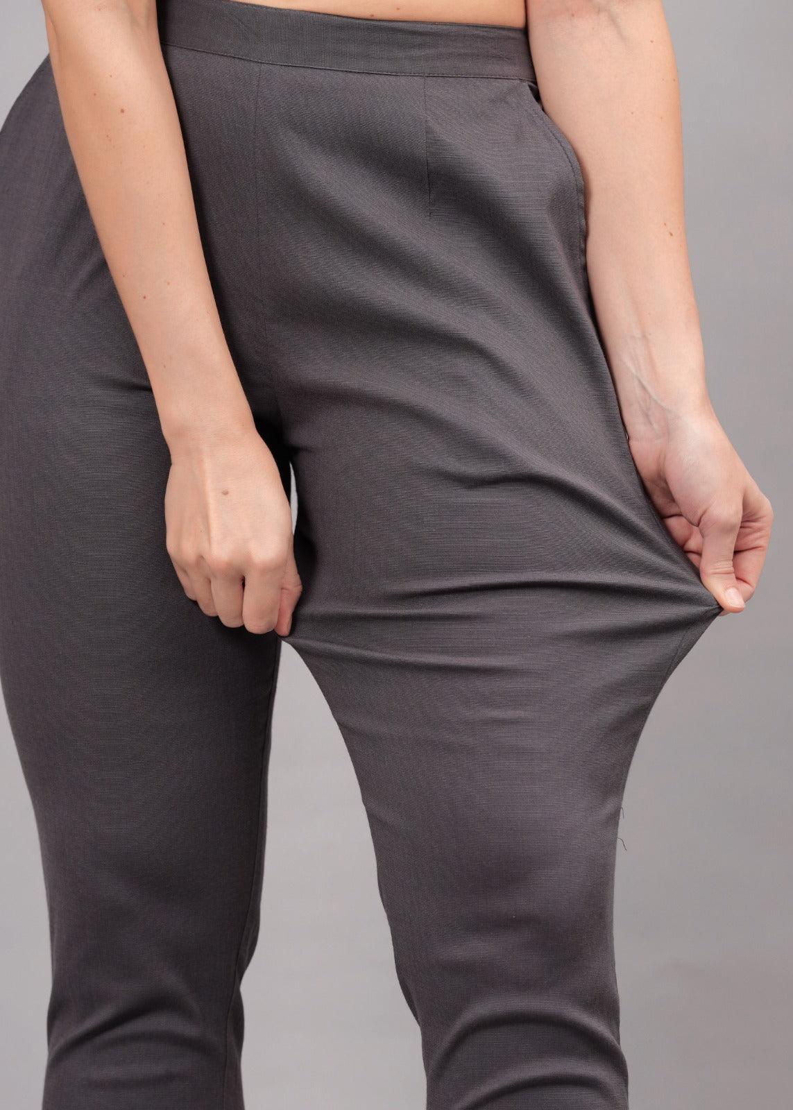 Dark Grey Stretchable Cotton Pant