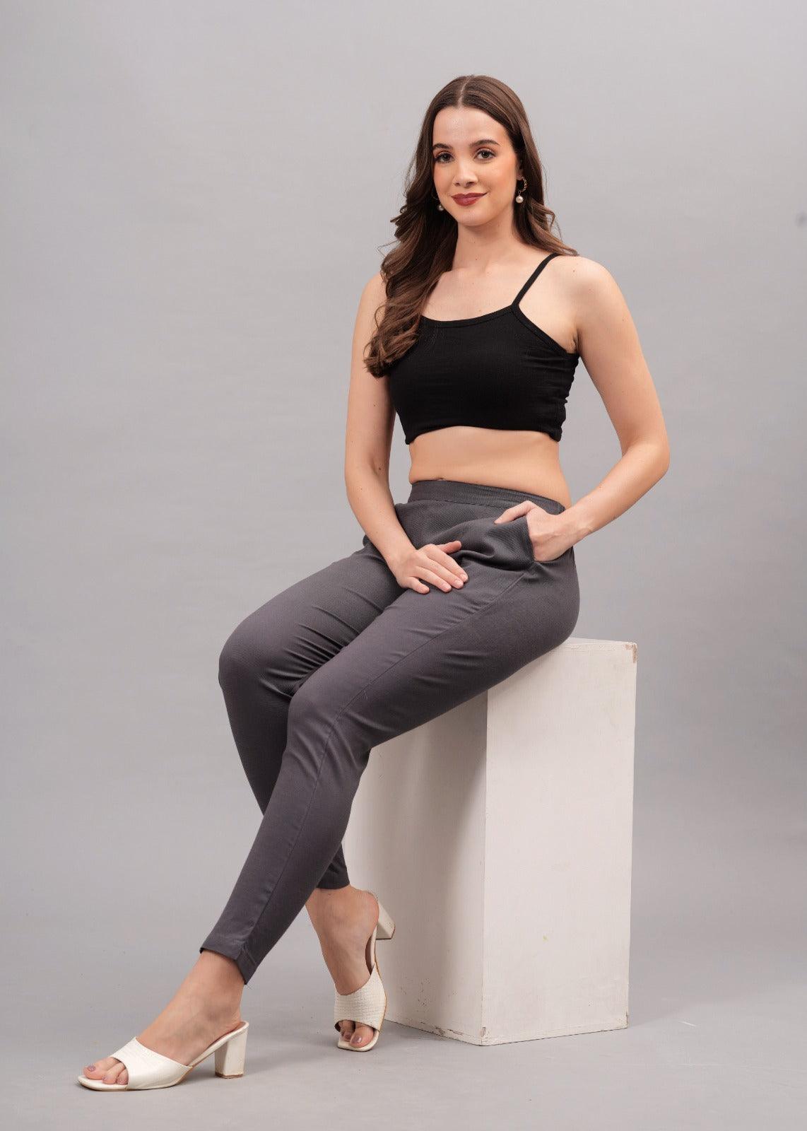 Dark Grey Stretchable Cotton Pant