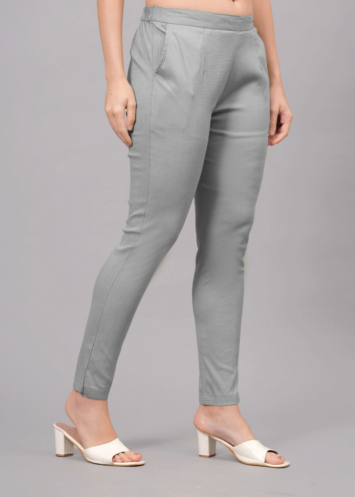 Grey Stretchable Cotton Pant