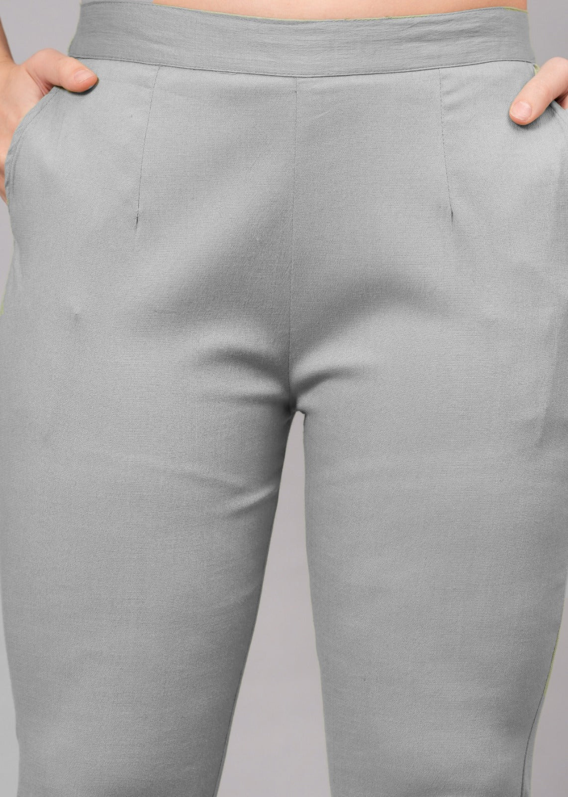 Grey Stretchable Cotton Pant