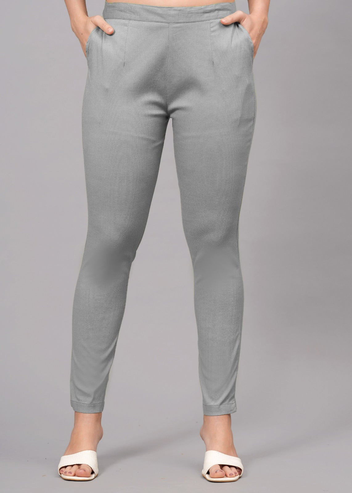 Grey Stretchable Cotton Pant