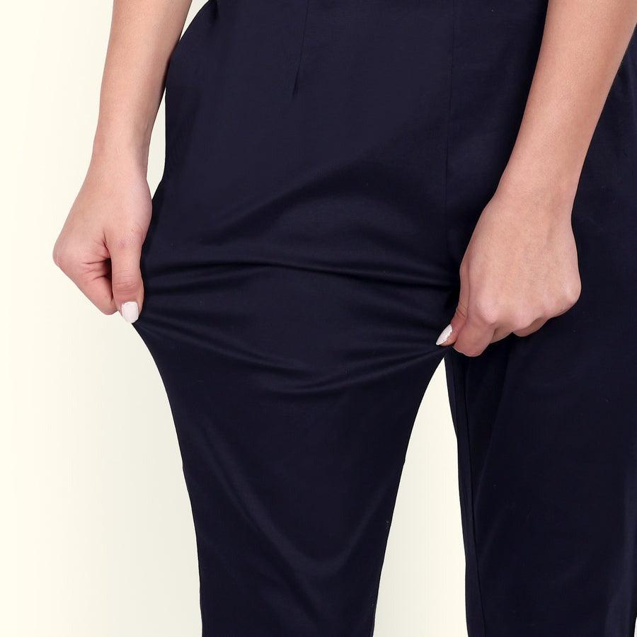 Navy Blue Stretchable Cotton Pant