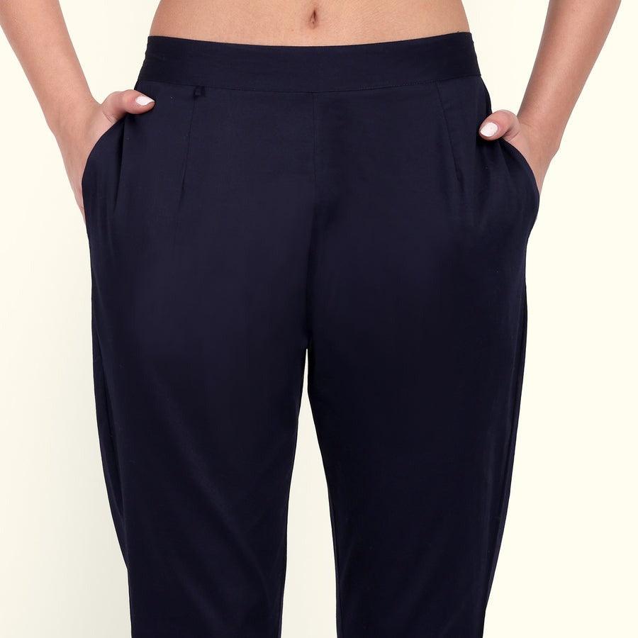 Navy Blue Stretchable Cotton Pant