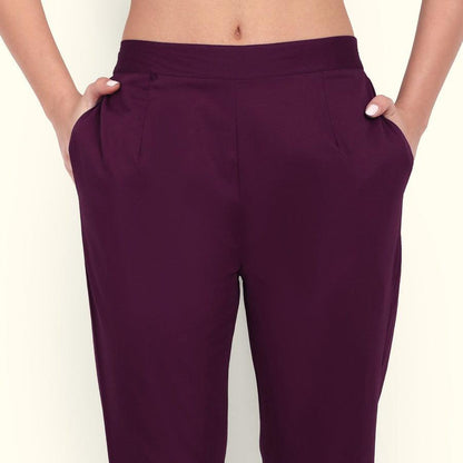 Wine Berry Stretchable Cotton Pant