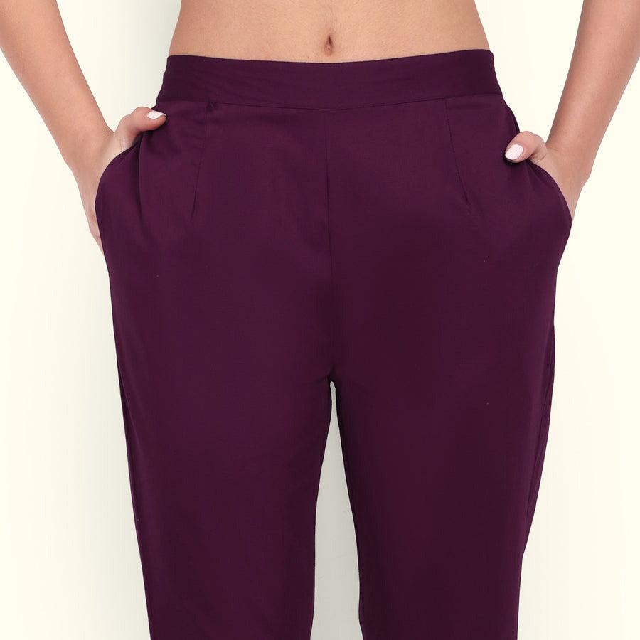 Wine Berry Stretchable Cotton Pant