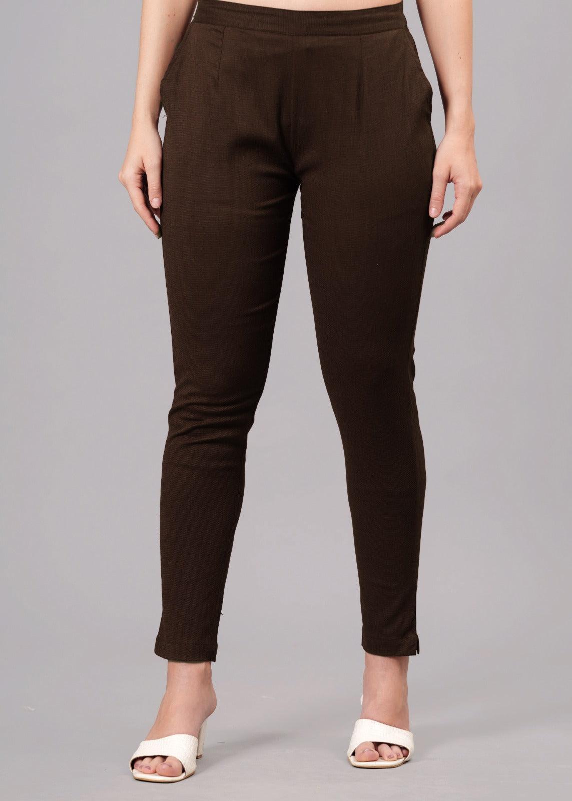 Brown Stretchable Cotton Pant