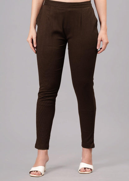 Brown Stretchable Cotton Pant