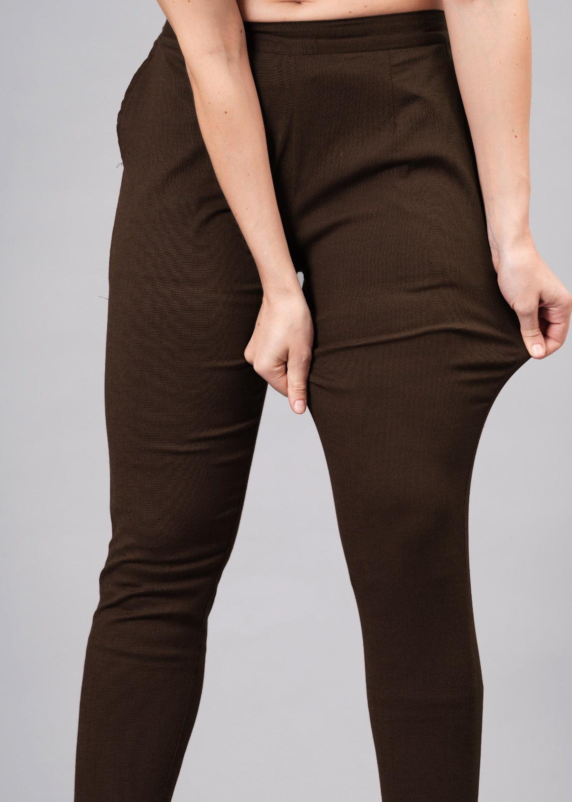 Brown Stretchable Cotton Pant