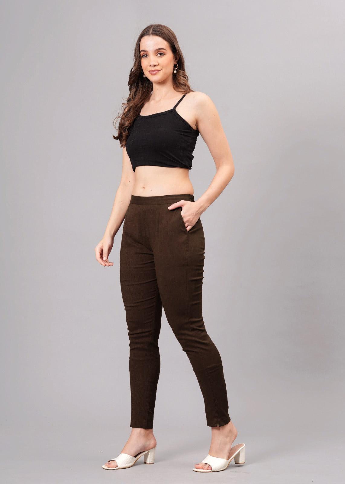 Brown Stretchable Cotton Pant