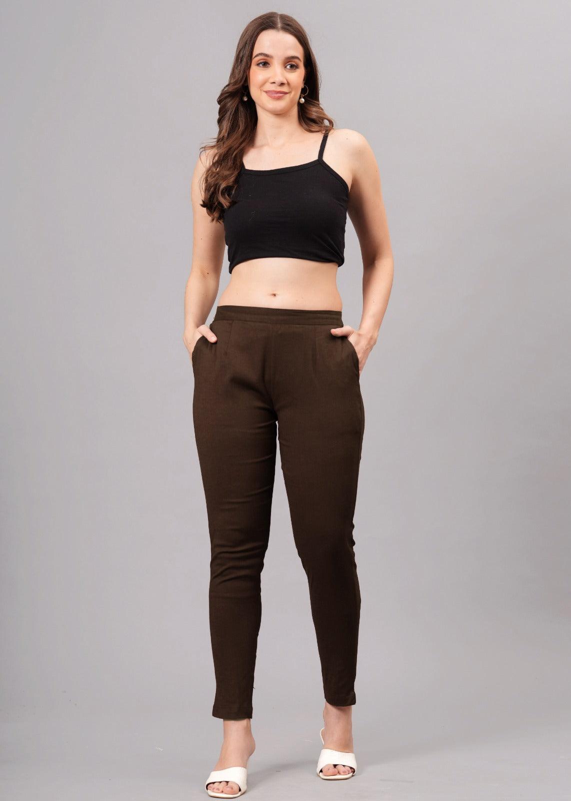 Brown Stretchable Cotton Pant