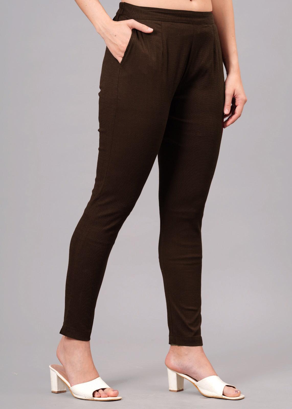 Brown Stretchable Cotton Pant