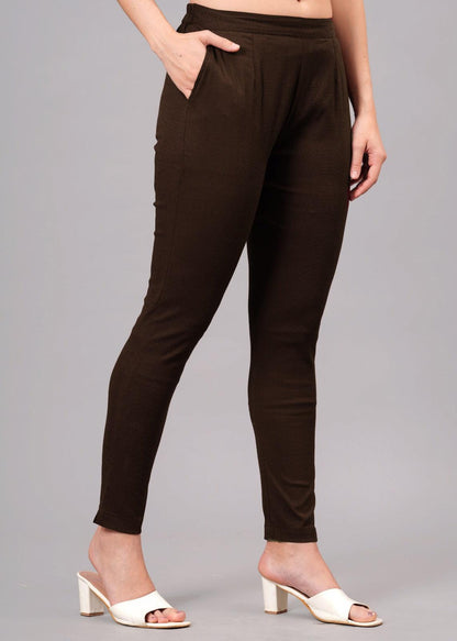 Brown Stretchable Cotton Pant