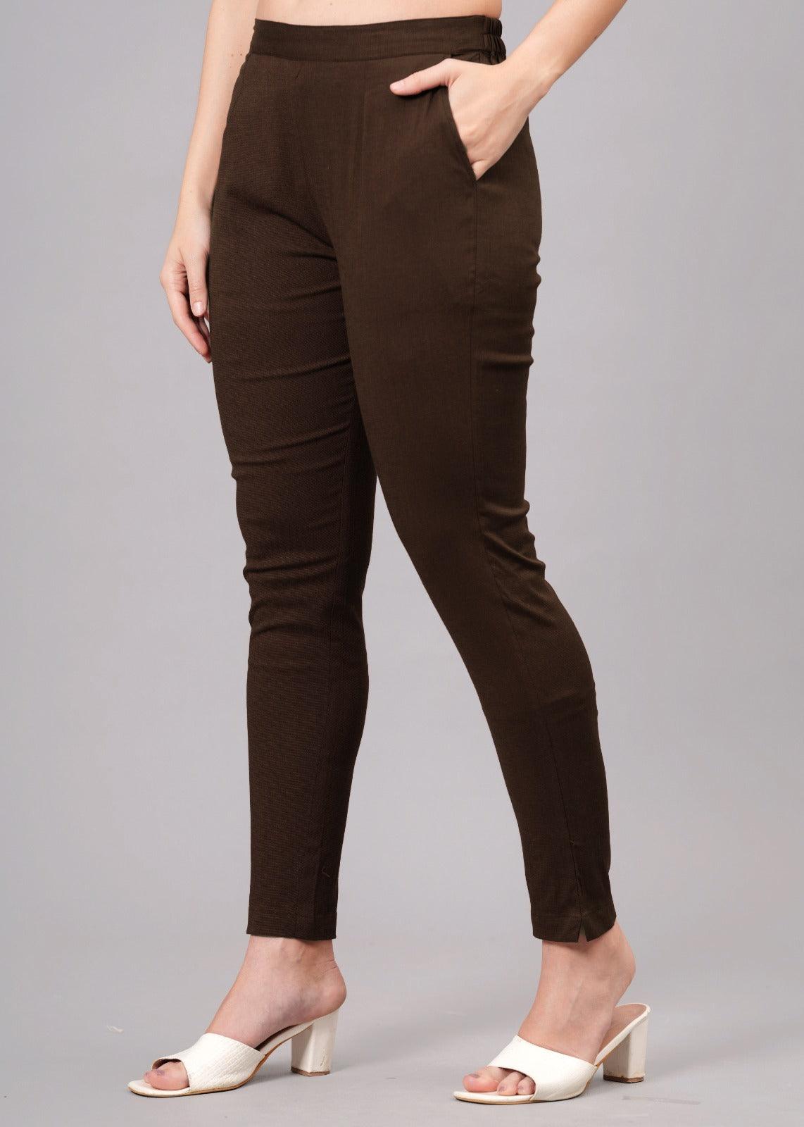 Brown Stretchable Cotton Pant