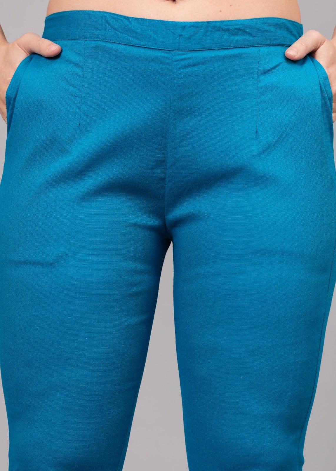 Pacific Blue Stretchable Cotton Pant