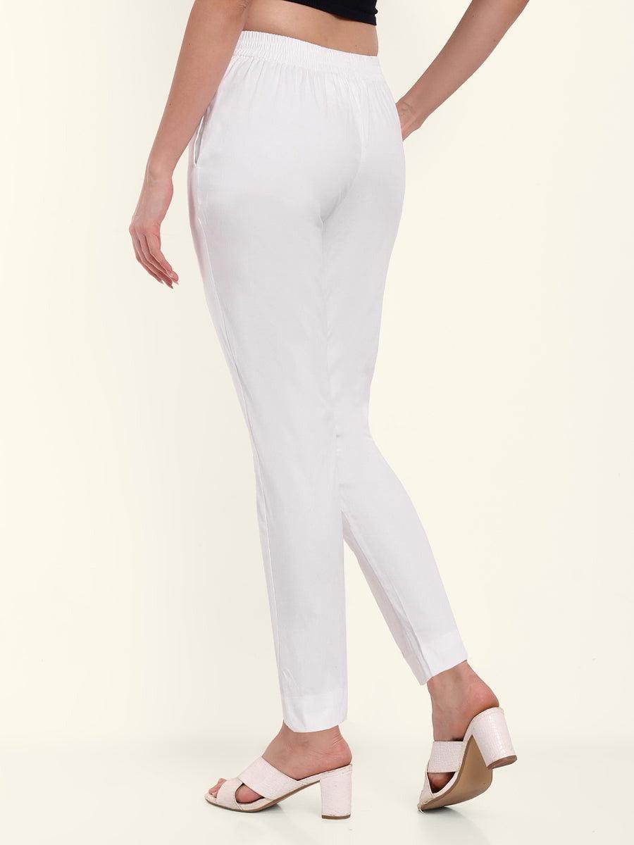 White Stretchable Cotton Pant