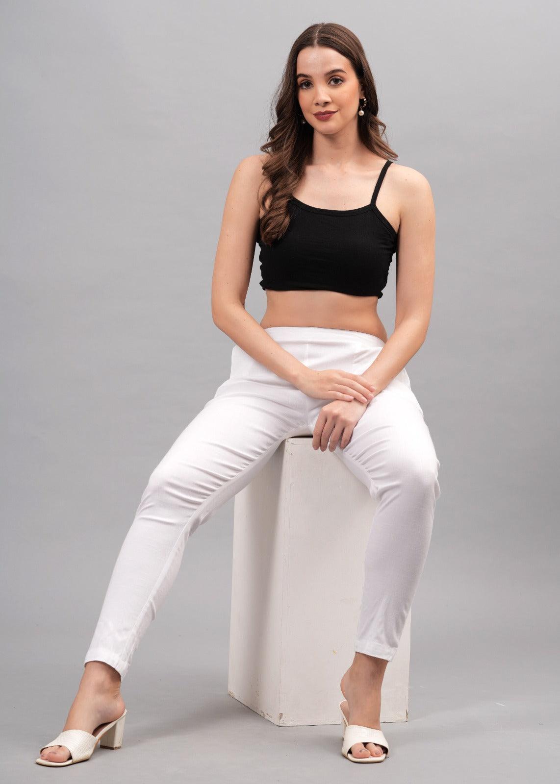 White Stretchable Cotton Pant