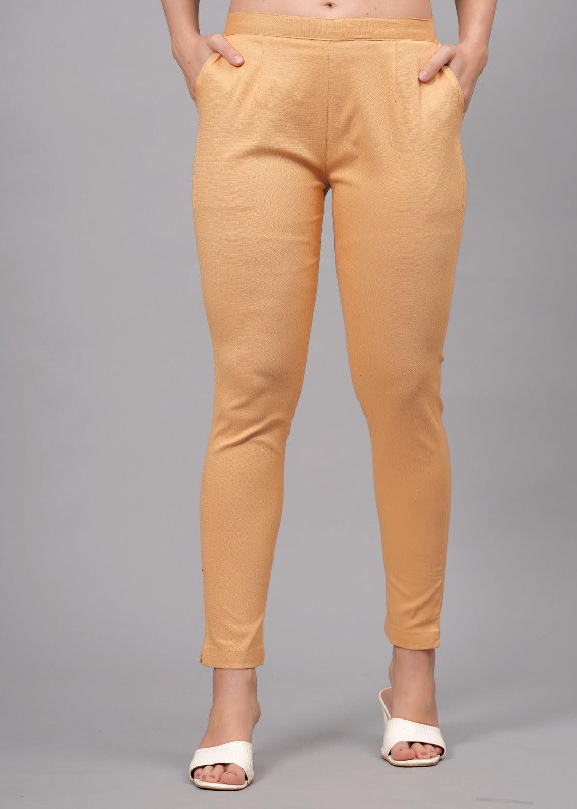 Pale Copper Stretchable Cotton Pant