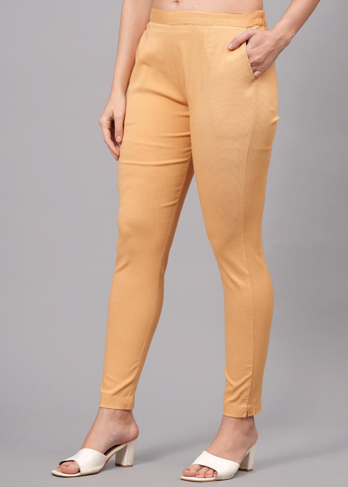 Pale Copper Stretchable Cotton Pant