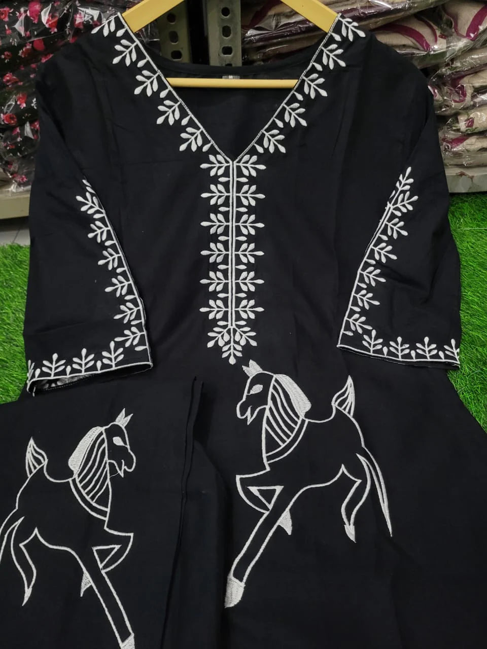 Black Embroidered Cotton Co-Ord Set